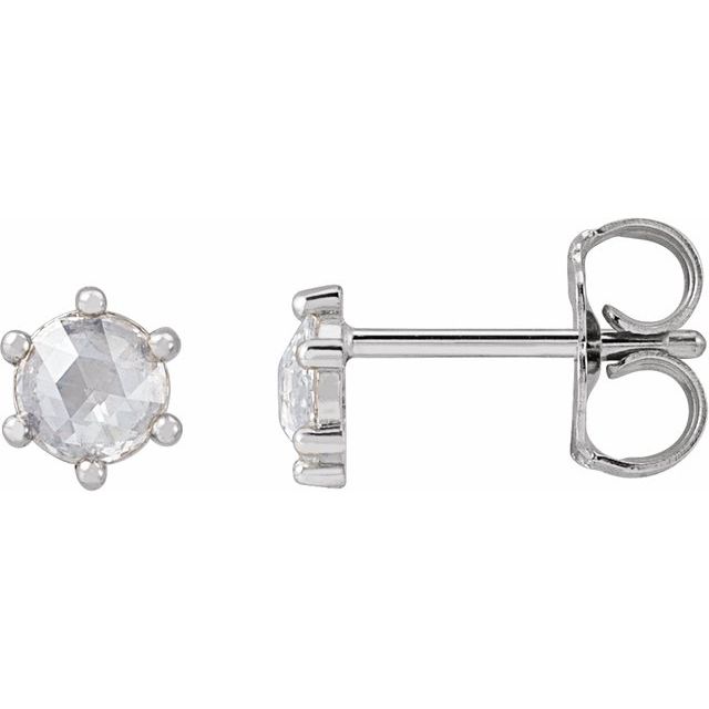 Sterling Silver 1/3 CTW Rose-Cut Natural Diamond Earrings