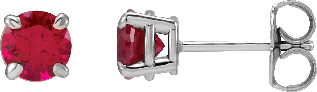 14K White Lab-Grown Ruby Earrings