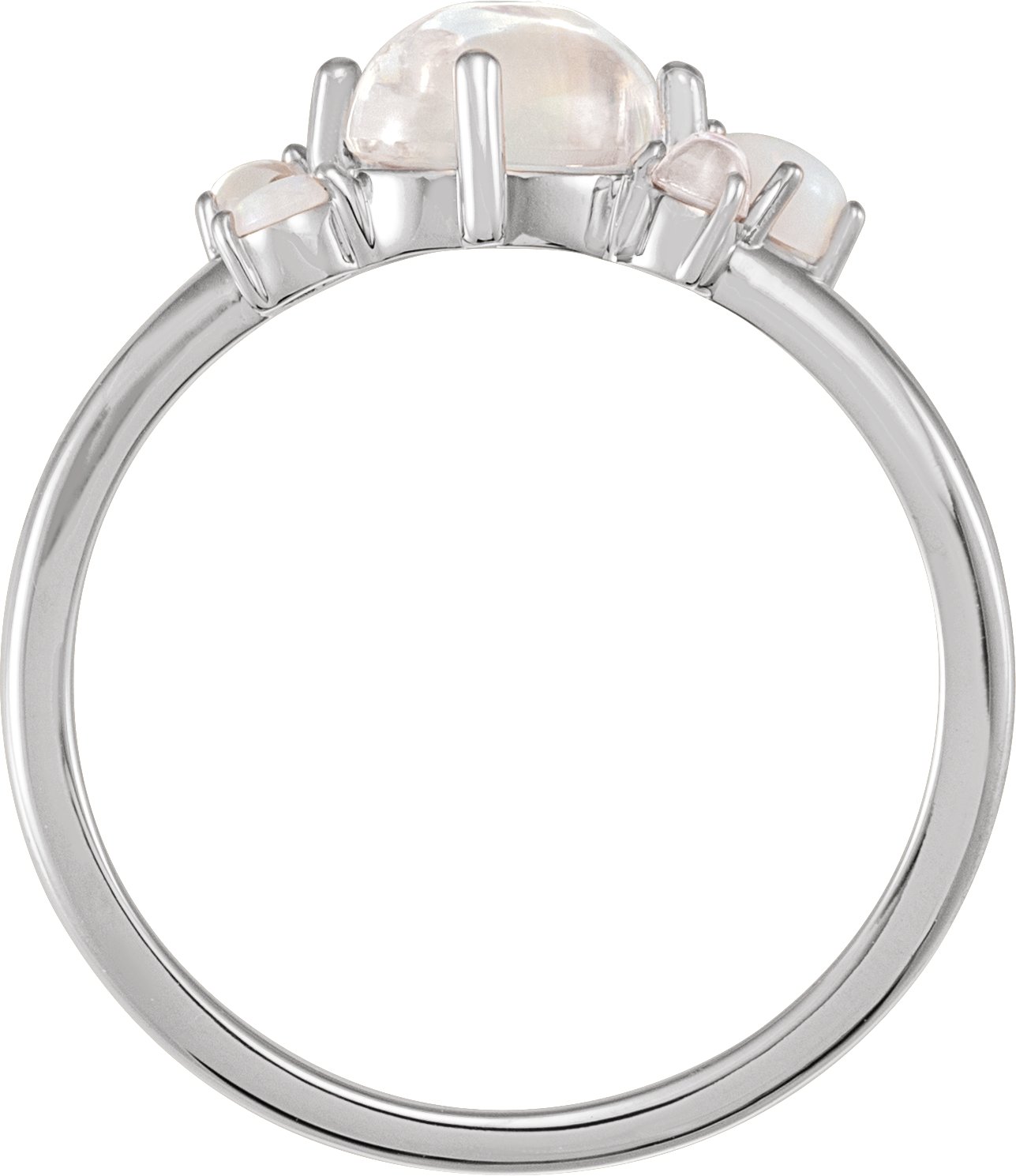 Natural Rainbow Moonstone & Multi-Gemstone Scattered Cabochon Ring view 2