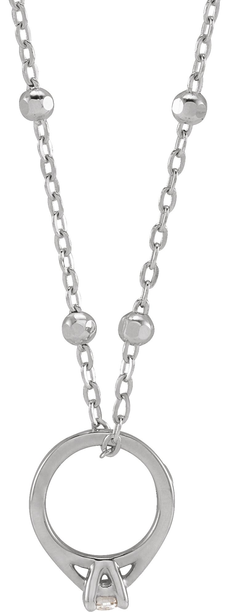 .03 CT Natural Diamond Tiny Solitaire Ring 18" Necklace