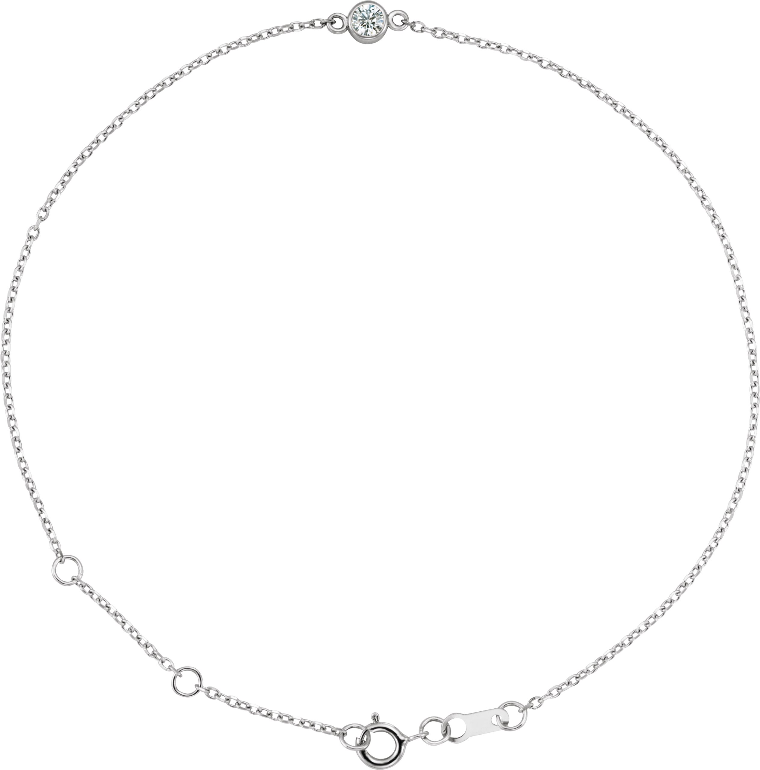 14K White 1/10 CT Natural Diamond Bezel-Set Solitaire 6 1/2-7 1/2" Bracelet
