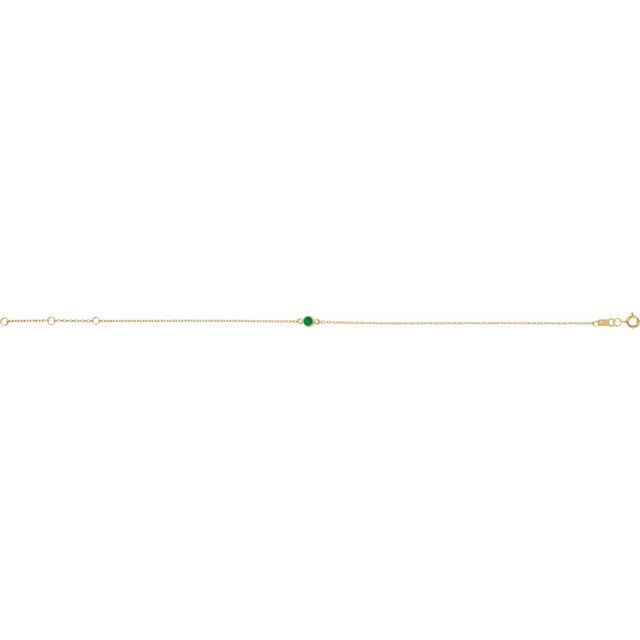 14K Yellow Lab-Grown Emerald Bezel-Set Solitaire 6 1/2-7 1/2 Bracelet