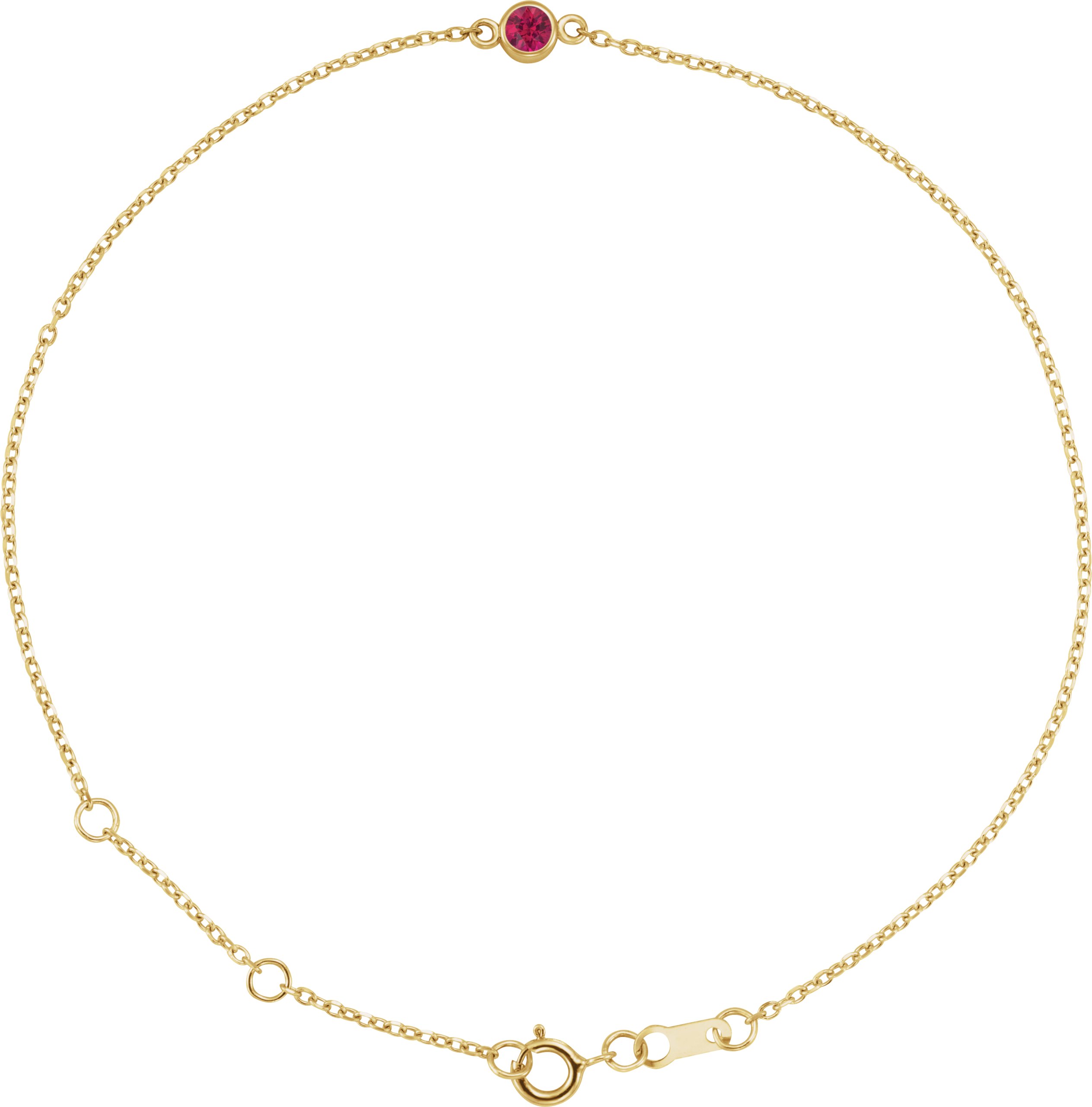 14K Yellow Lab-Grown Ruby Bezel-Set Solitaire 6 1/2-7 1/2" Bracelet