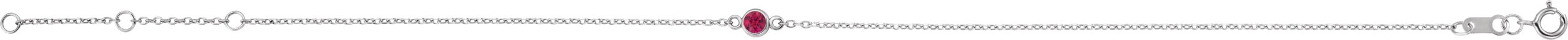 Sterling Silver Lab-Grown Ruby Bezel-Set Solitaire 6 1/2-7 1/2 Bracelet