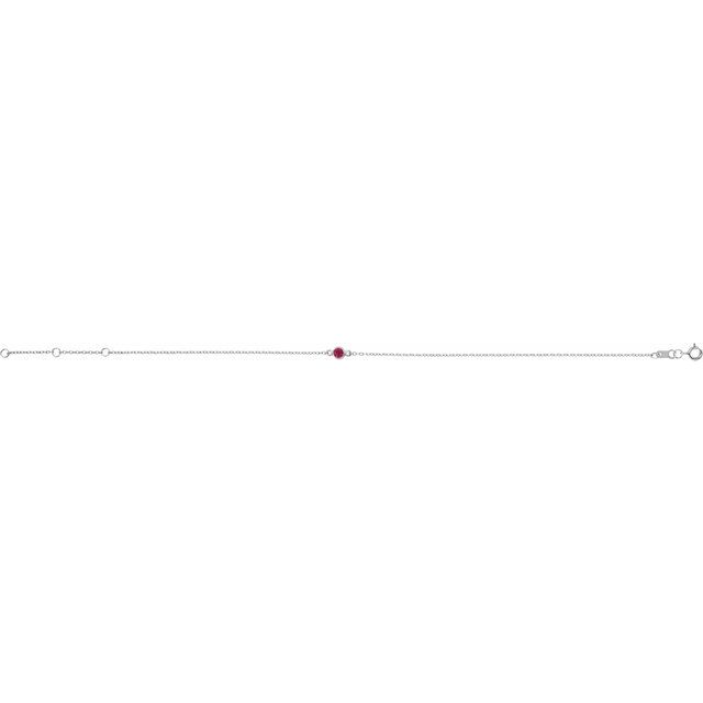 14K White Lab-Grown Ruby Bezel-Set Solitaire 6 1/2-7 1/2 Bracelet