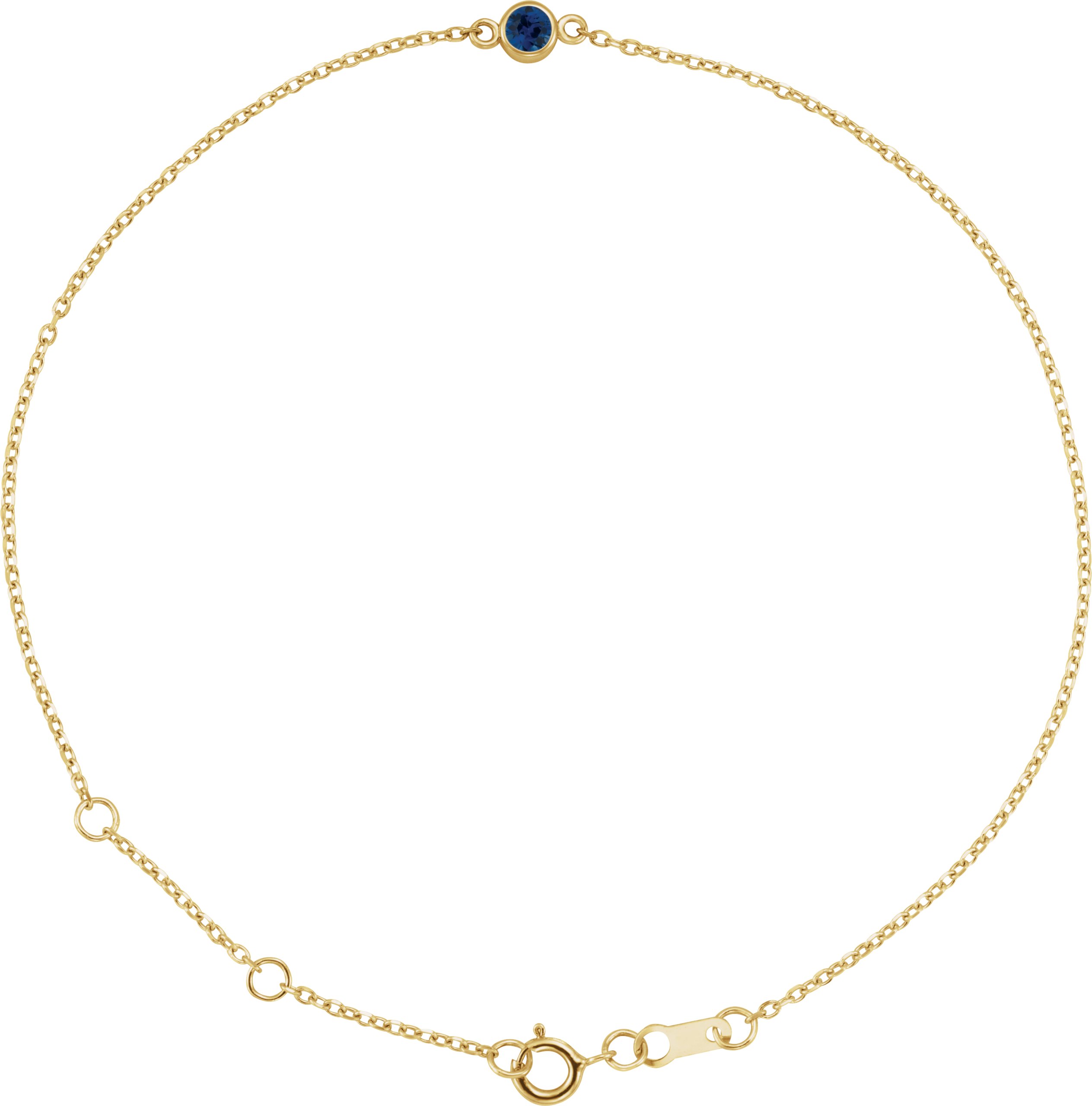 14K Yellow Natural Blue Sapphire Bezel-Set Solitaire 6 1/2-7 1/2" Bracelet