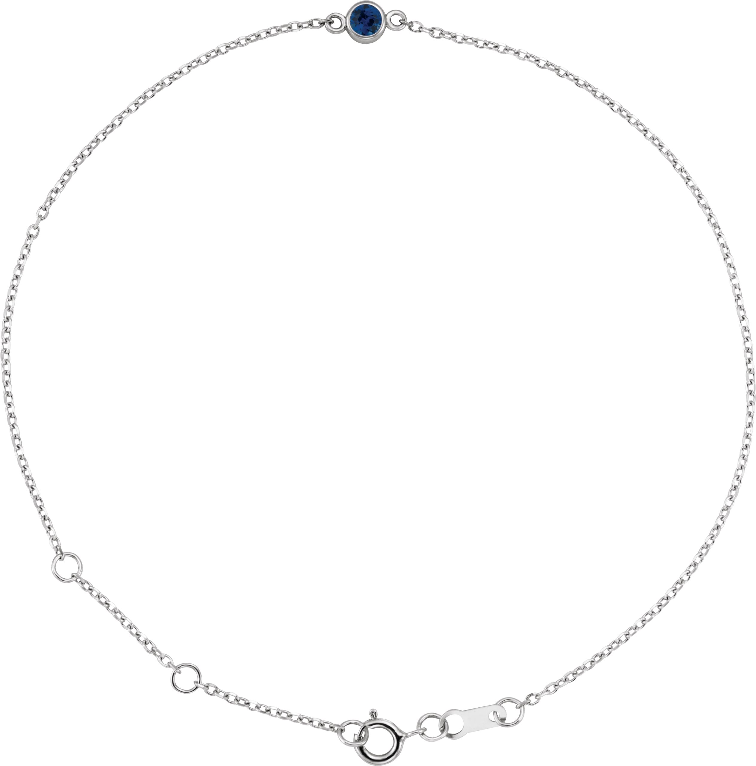 Sterling Silver Lab-Grown Blue Sapphire Bezel-Set Solitaire 6 1/2-7 1/2 Bracelet
