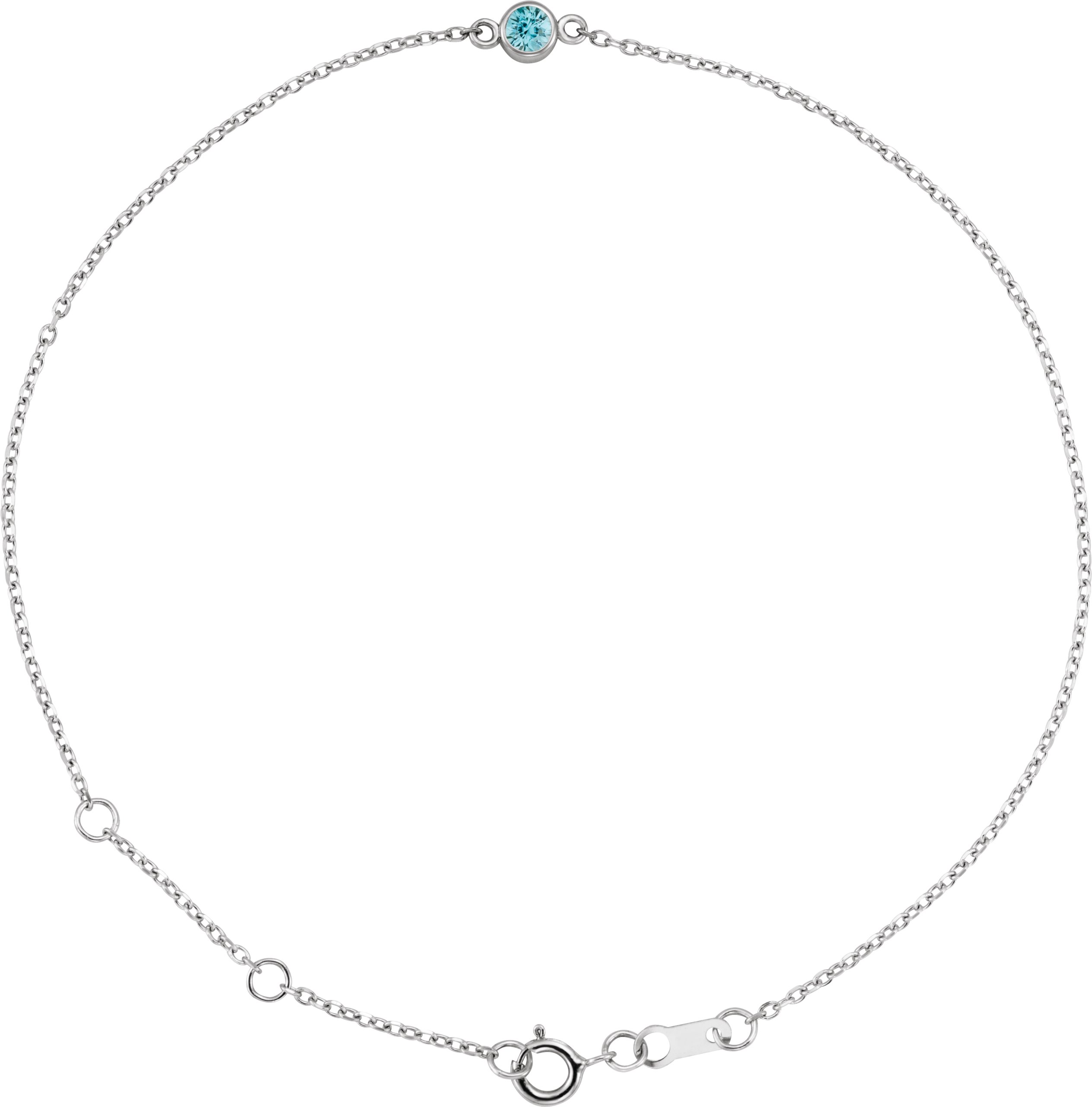 Sterling Silver Natural Blue Zircon Bezel Set Solitaire 6.50 to 7.50 inch Bracelet Ref 18679727