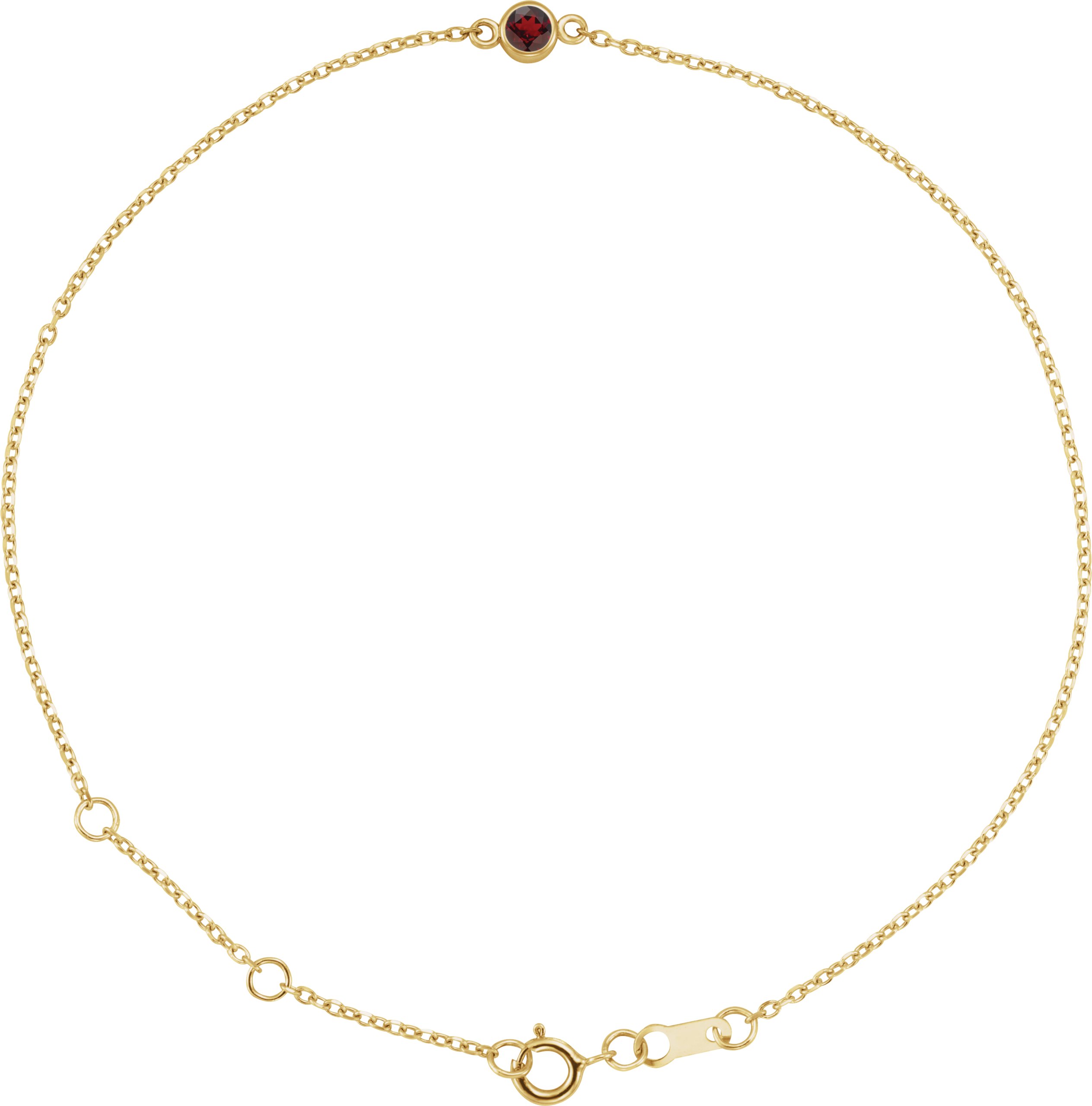 14K Yellow Natural Mozambique Garnet Bezel Set Solitaire 6.50 to 7.50 inch Bracelet Ref 18679739