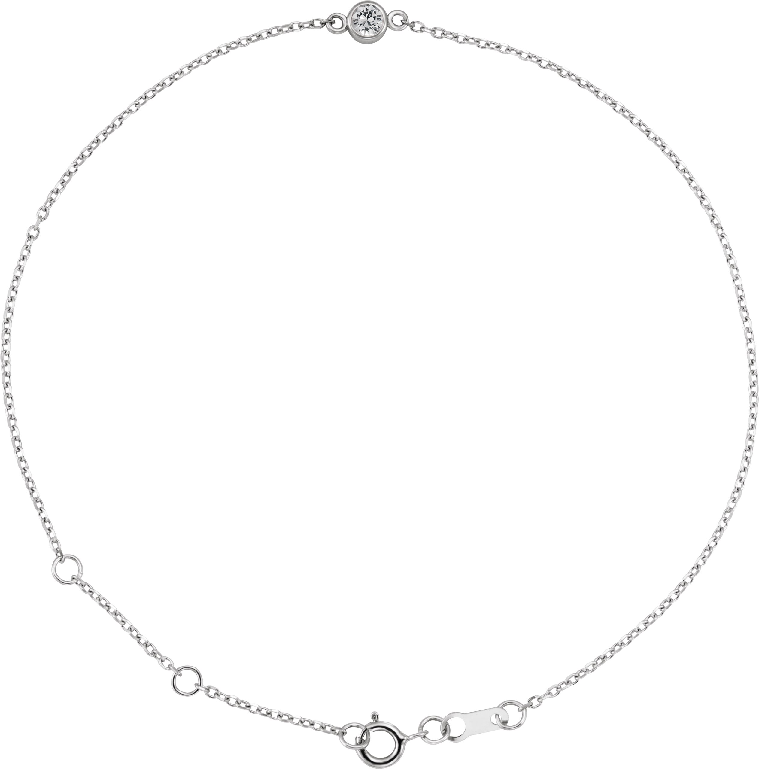 Sterling Silver Natural White Sapphire Bezel-Set Solitaire 6 1/2-7 1/2" Bracelet