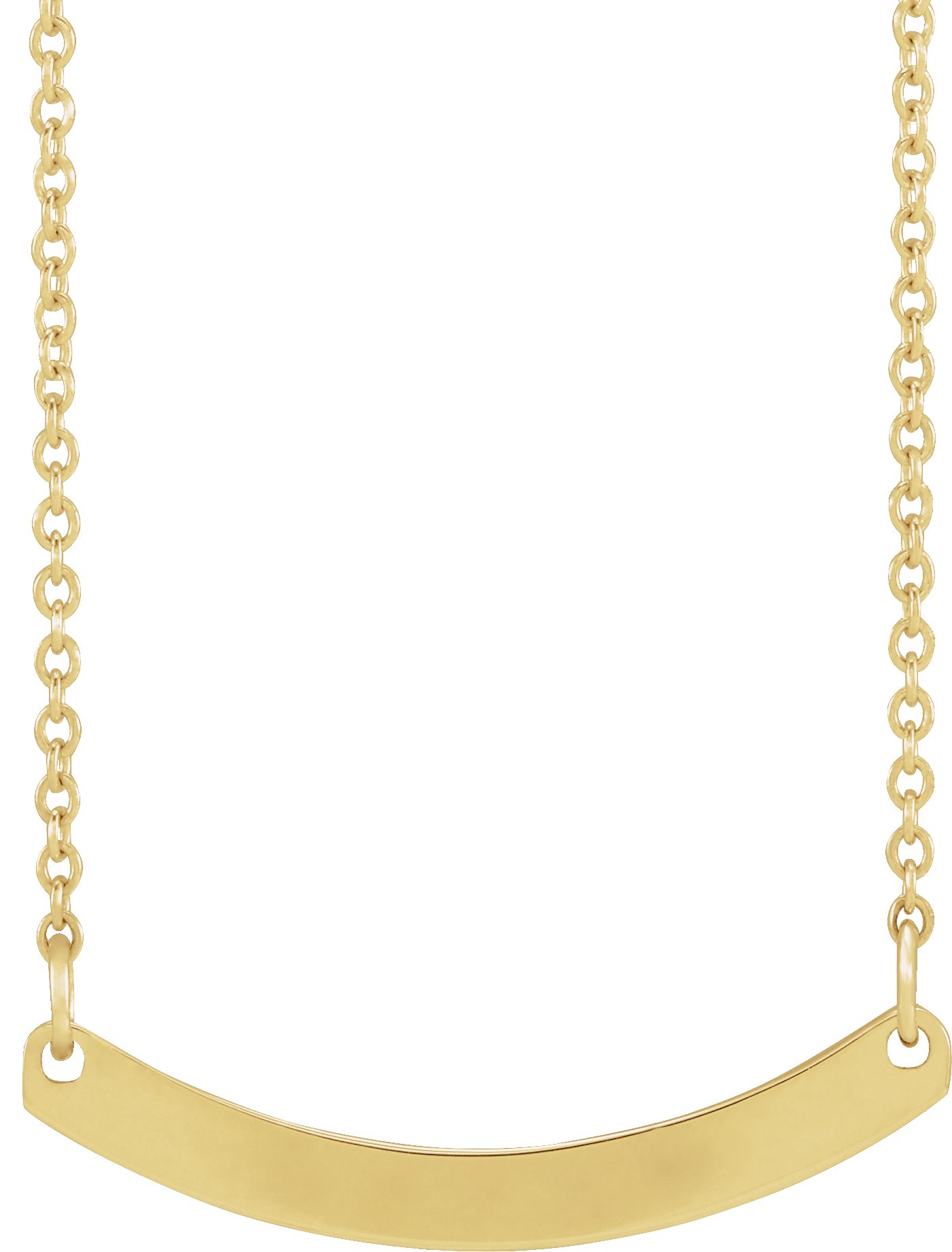 14K Yellow Engravable Curved Bar 18 Necklace