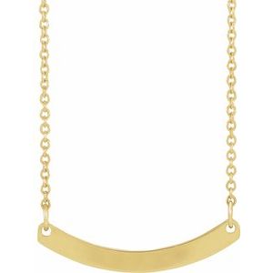 14K Yellow Engravable Curved Bar 18" Necklace