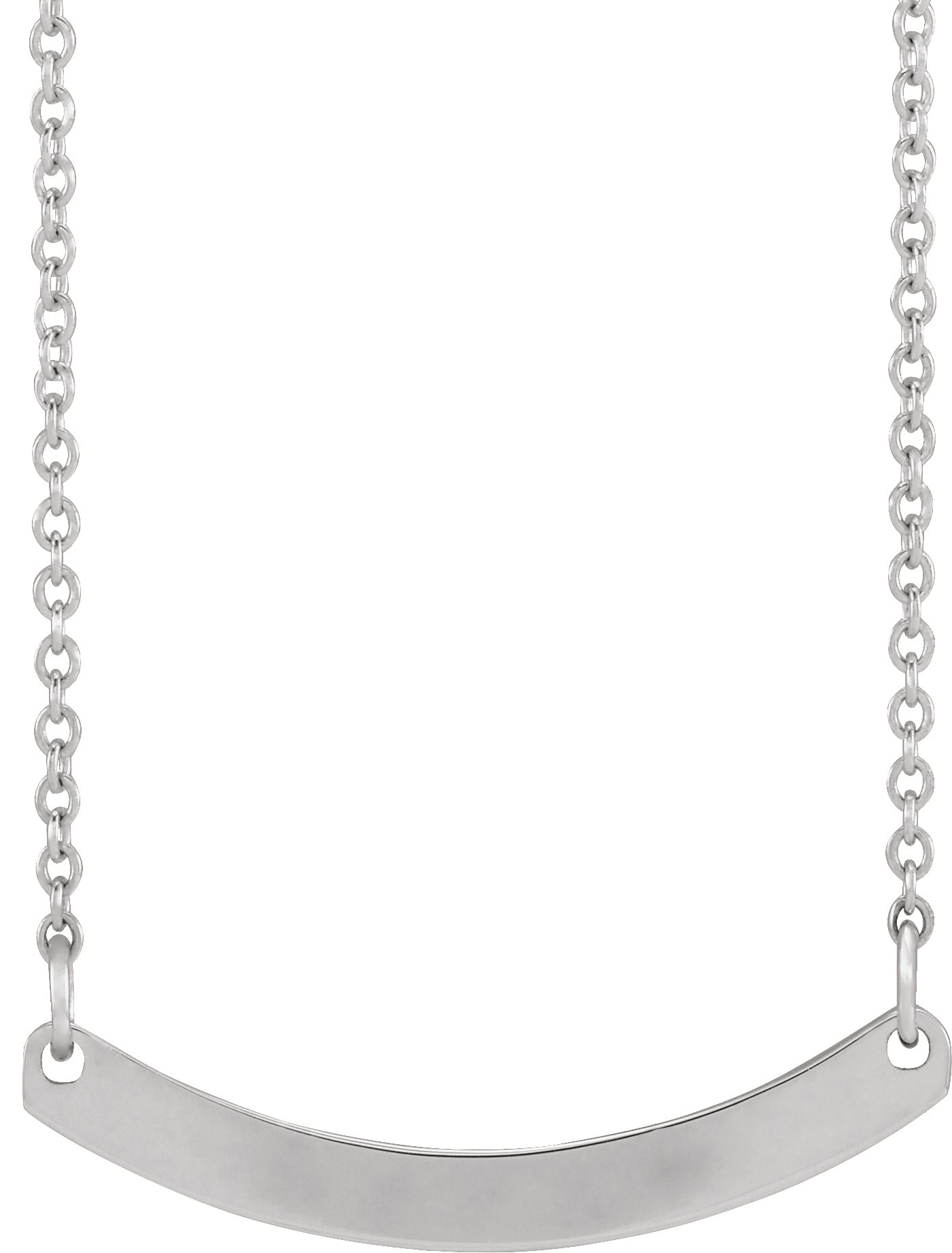 Sterling Silver Engravable Curved Bar 18" Necklace