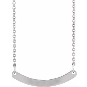 Sterling Silver Engravable Curved Bar 18" Necklace