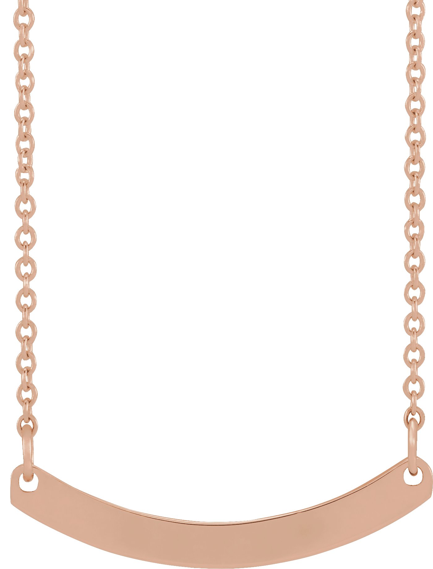 14K Rose Engravable Curved Bar 18" Necklace