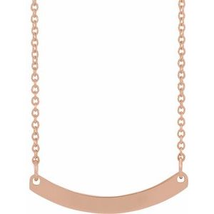 18K Rose Gold-Plated Sterling Silver Engravable Curved Bar 18" Necklace