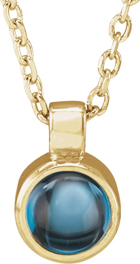 14K Yellow Natural London Blue Topaz Bezel-Set 16-18" Necklace