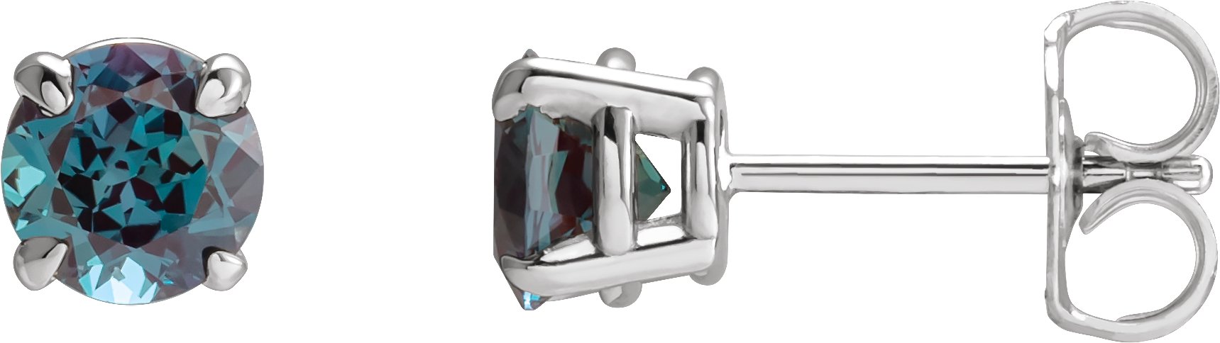 14K White Lab-Grown Alexandrite Earrings