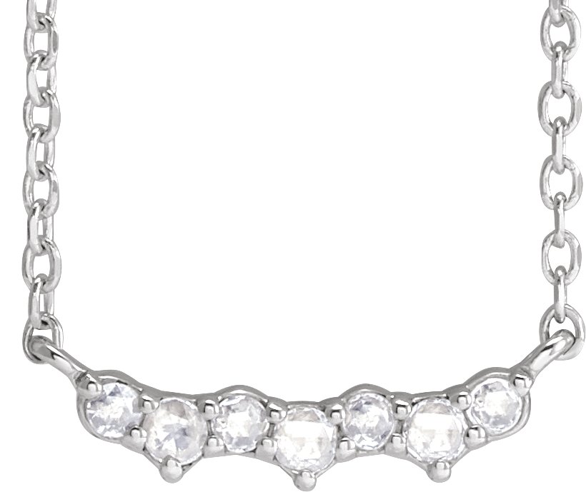 14K White .07 CTW Scattered Rose-Cut Natural Diamond 18 Necklace 