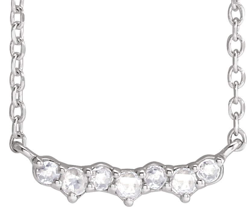 14K White .07 CTW Scattered Rose-Cut Natural Diamond 18" Necklace 