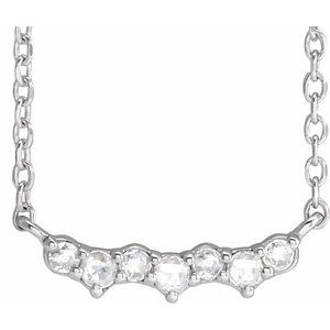 14K White .07 CTW Scattered Rose-Cut Natural Diamond 18" Necklace 