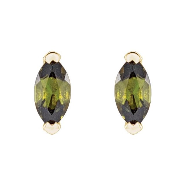 14K Yellow Natural Green Tourmaline Earrings