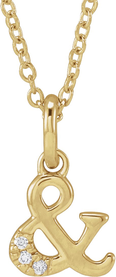 14K Yellow .01 CTW Natural Diamond Ampersand 16-18" Necklace