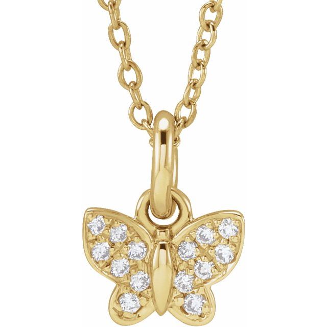 14K Yellow .06 CTW Natural Diamond Youth Butterfly 15