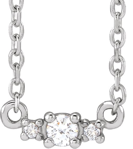 14K White .04 CTW Natural Diamond 18" Necklace 