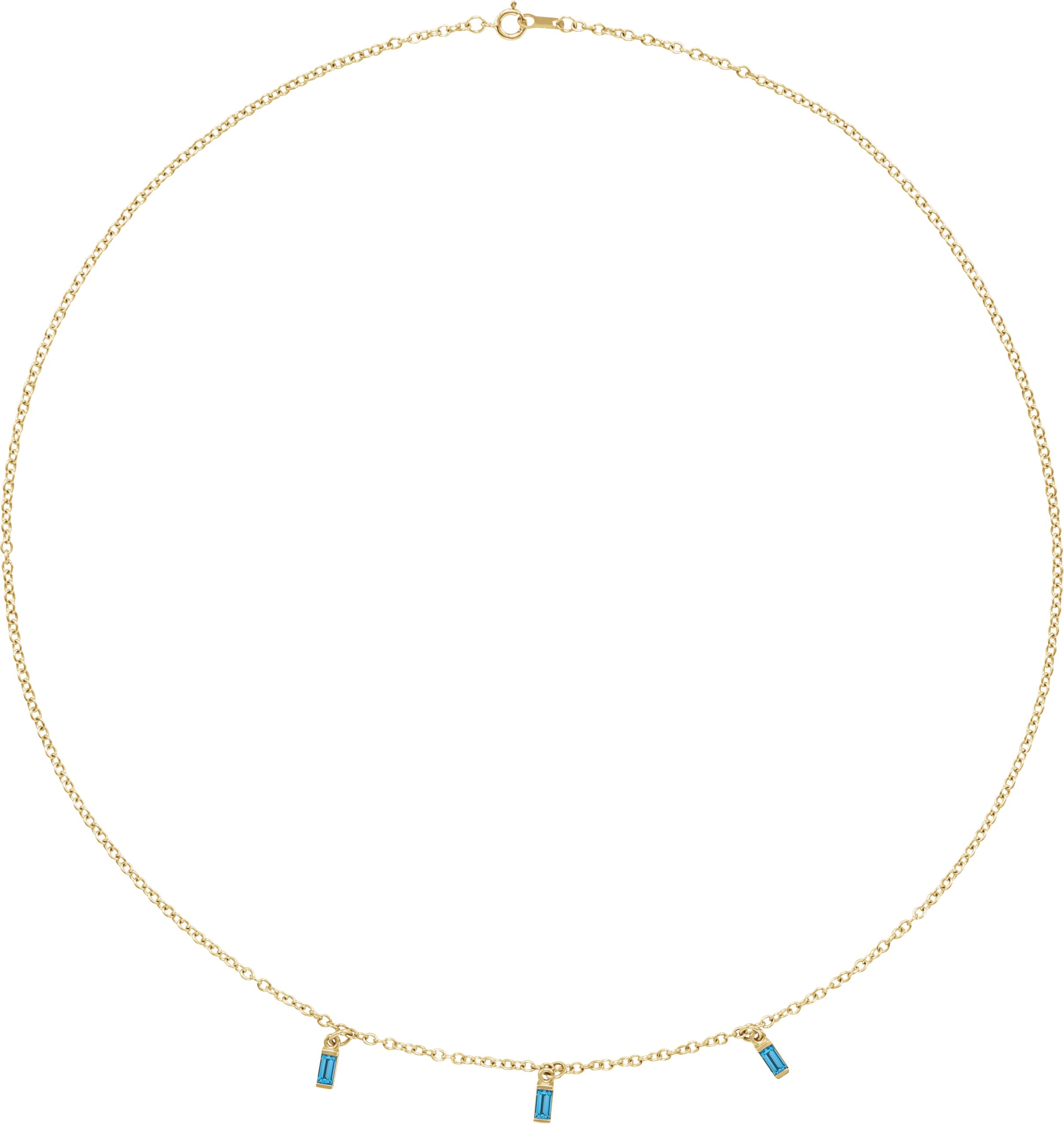 14K Yellow Natural Swiss Blue Topaz 16" Necklace 