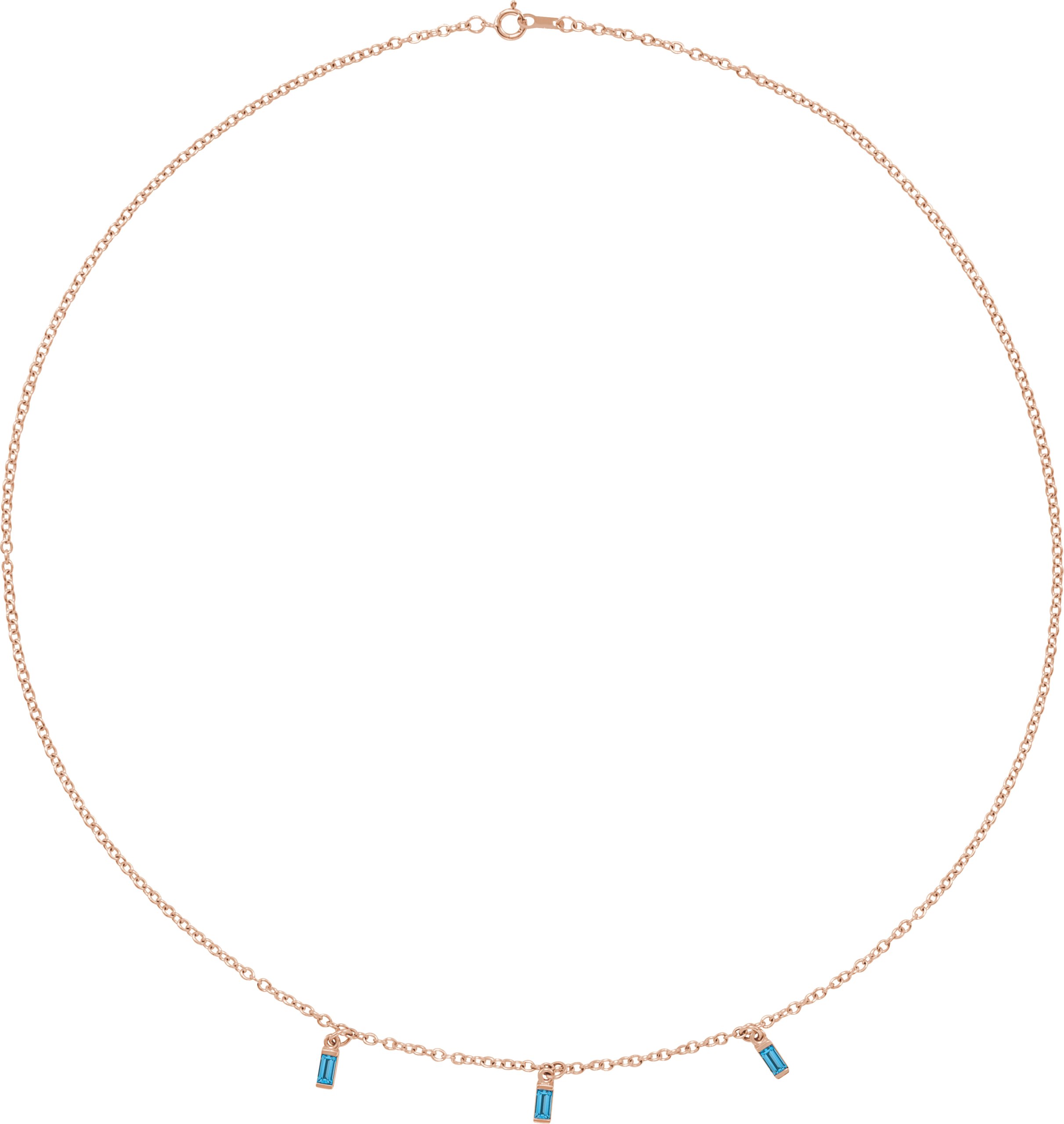 14K Rose Natural Swiss Blue Topaz 16" Necklace 