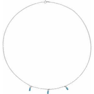 14K White Natural Swiss Blue Topaz 16" Necklace 