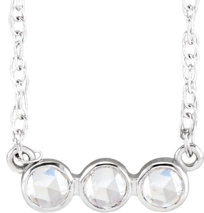 14K White 1/8 CTW Rose-Cut Natural Diamond 18" Necklace