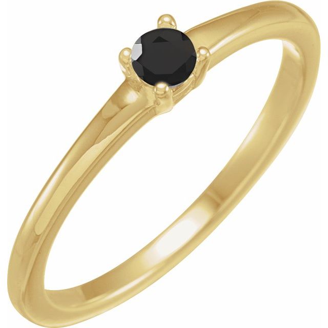 14K Yellow Natural Black Onyx Ring
