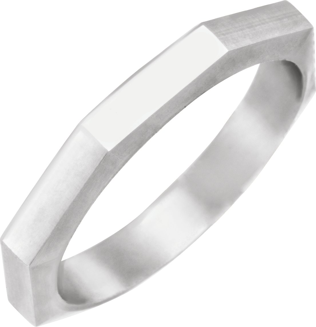 14K White 3 mm Geometric Octagon Band Size 7