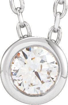 14K White 1/10 CT Natural Diamond Bezel-Set 16-18" Necklace