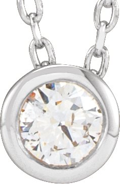 14K White 1/10 CT Lab-Grown Diamond Bezel-Set 16-18" Necklace