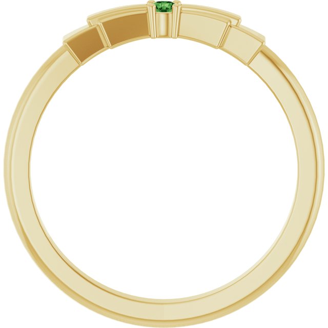 14K Yellow Natural Green Tourmaline Stackable Ring