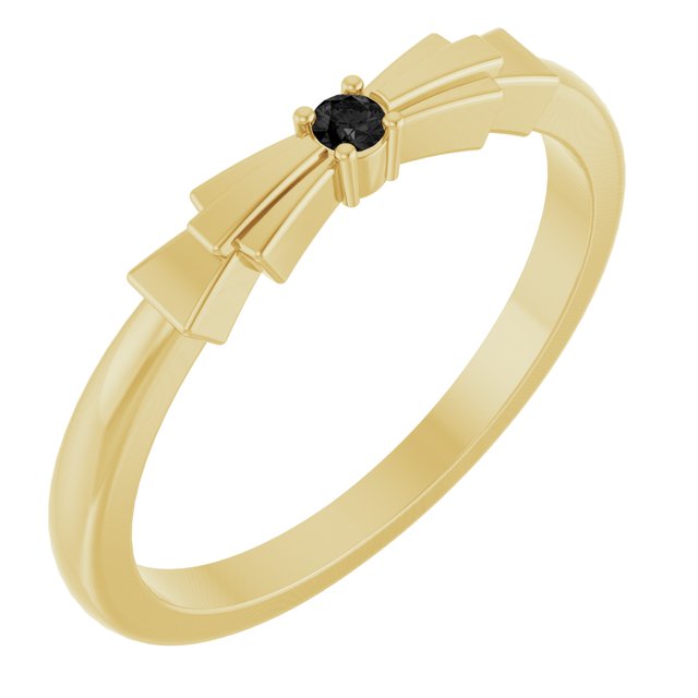 14K Yellow Natural Black Onyx Stackable Ring