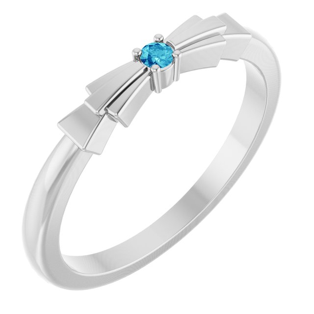Platinum Natural Blue Zircon Stackable Ring