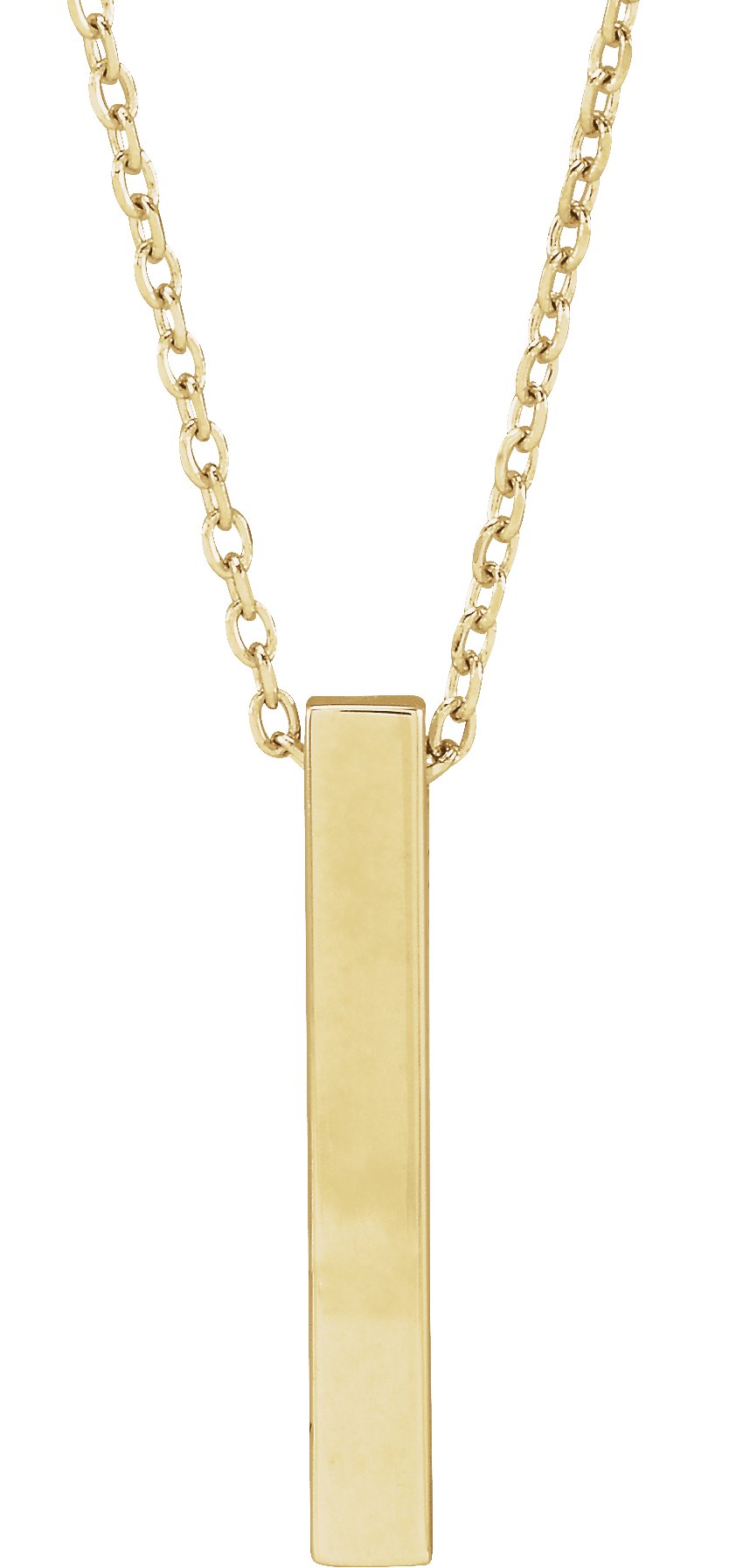 14K Yellow Engravable Four-Sided Bar 16-18" Necklace