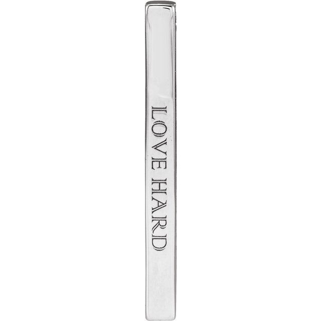 14K White 25x2.6 mm Engravable Four-Sided Vertical Bar Pendant