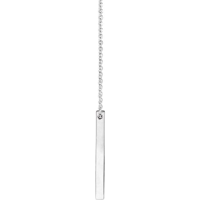 14K White 25x2.6 mm Engravable Four-Sided Vertical Bar 16-18 Necklace