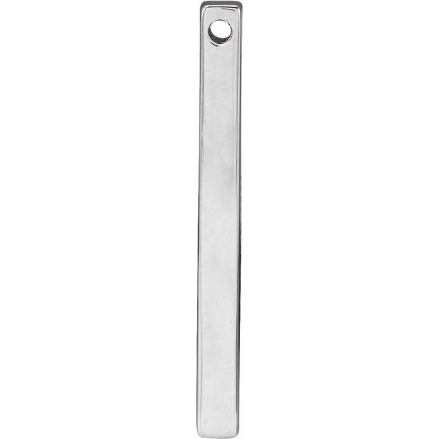 14K White Engravable Four-Sided Bar Pendant