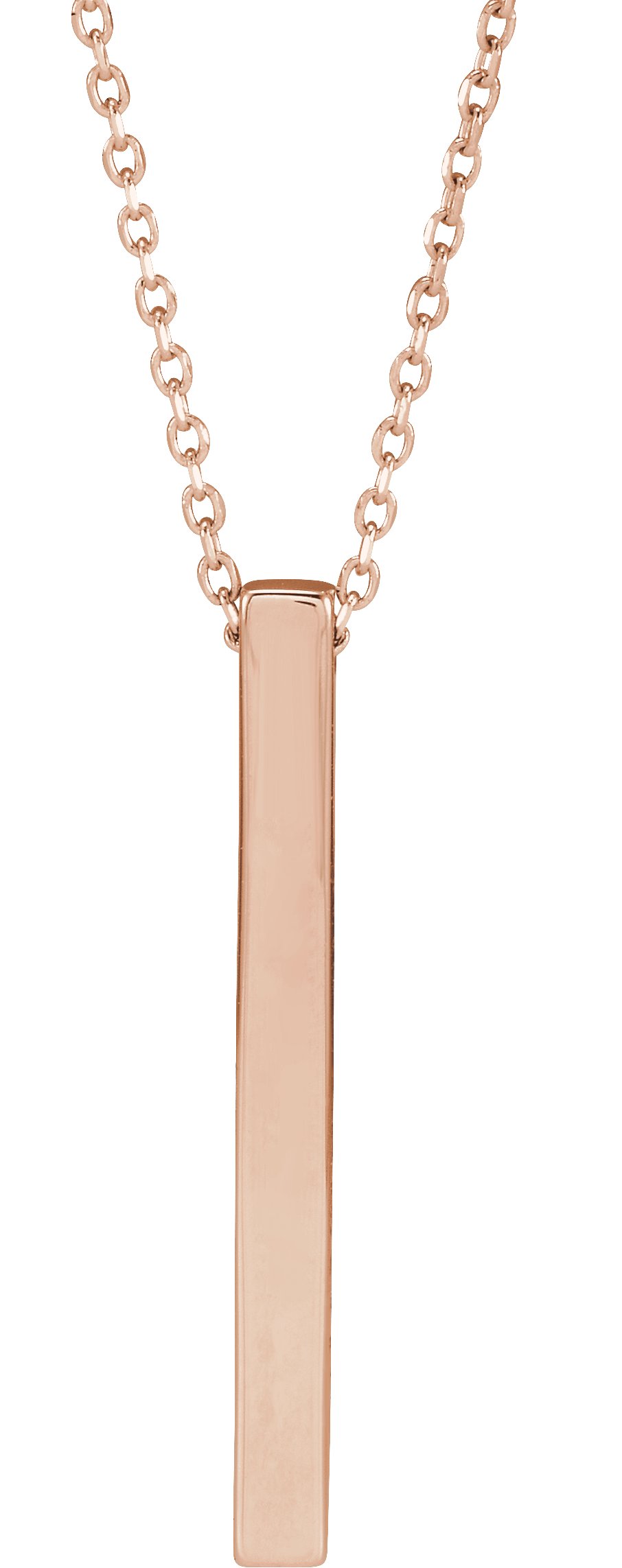 14K Rose Engravable Four-Sided Bar 16-18" Necklace