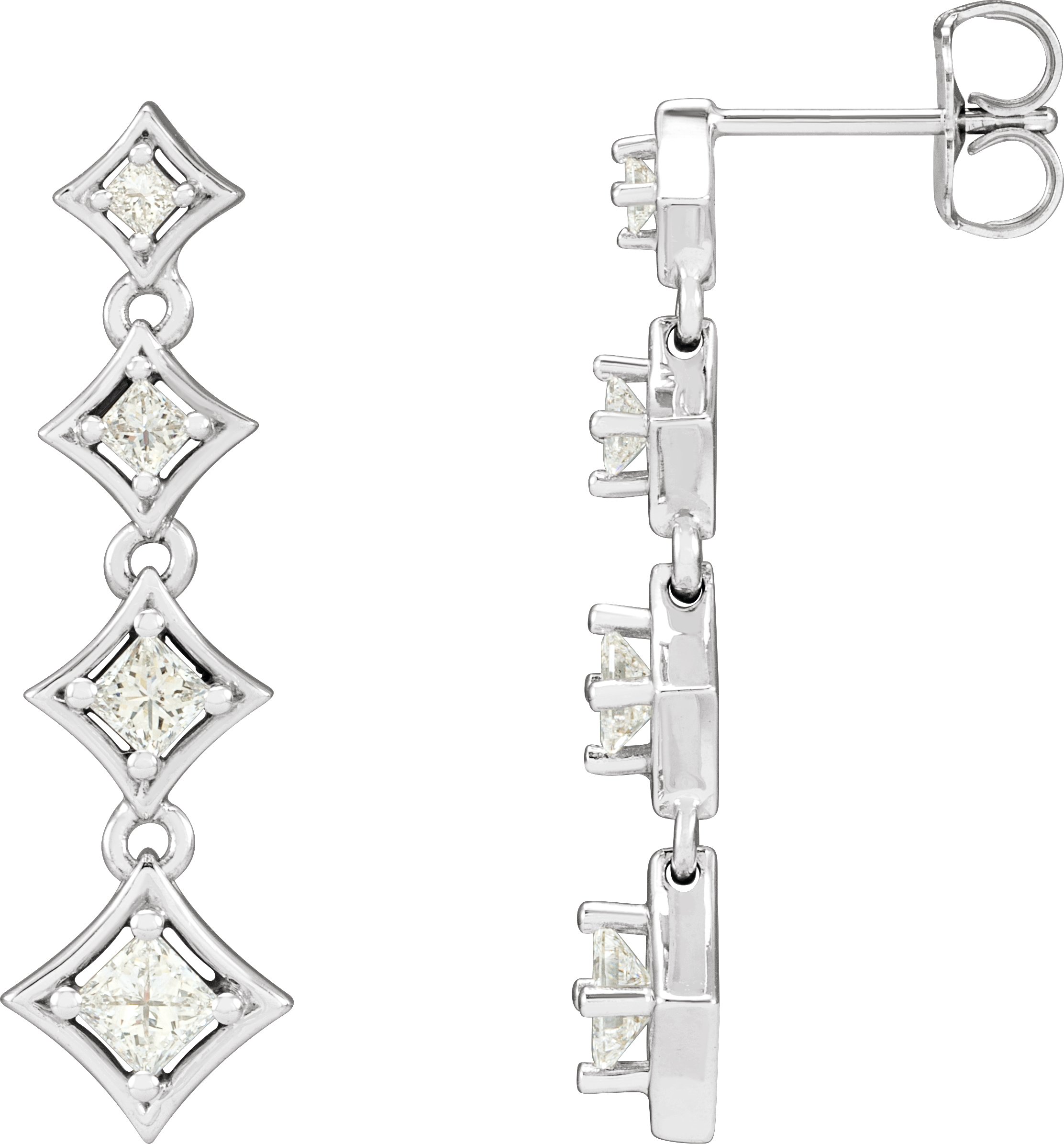 14K White 1/3 CTW Natural Diamond Journey Earring