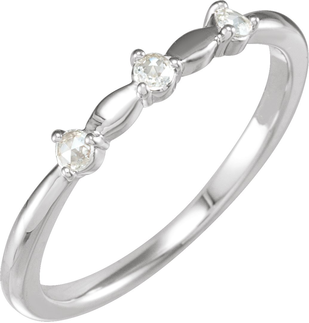 14K White 1/10 CTW Rose-Cut Natural Diamond Stackable Ring
