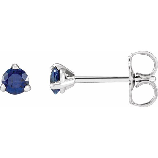 Sterling Silver 3 mm Natural Blue Sapphire Earrings
