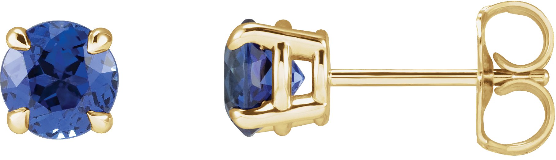 14K Yellow Lab-Grown Blue Sapphire Earrings