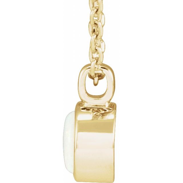 14K Yellow Natural White Opal Bezel-Set 16-18 Necklace